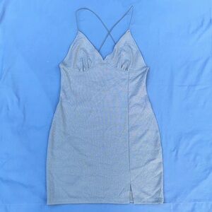 DIVIDED H&M  Elegant Silver Spaghetti Strap Mini Dress